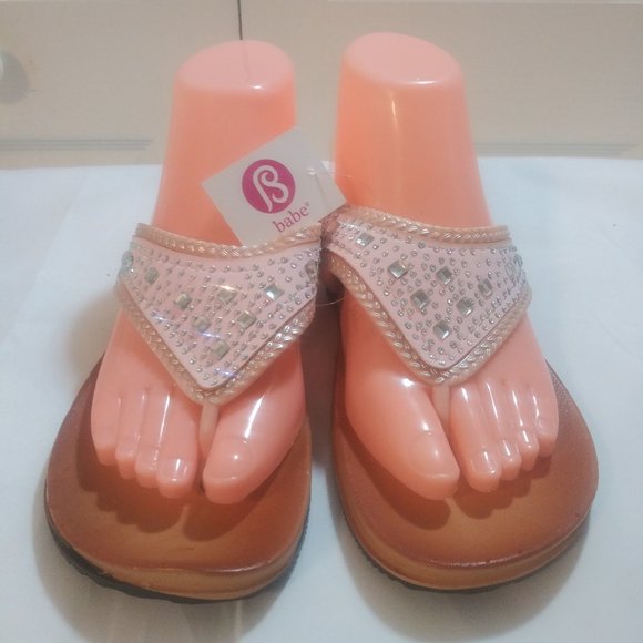 BABE RHINESTONE THONG SANDAL FLIP FLOPS - Picture 1 of 7